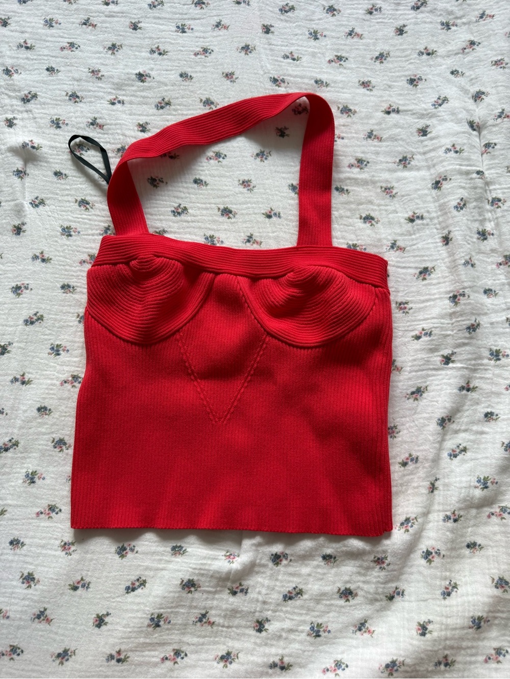 Forever 21 Vibrant Red Ribbed Bustier Tank